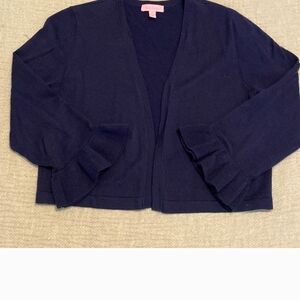 Lilly Pulitzer Navy Ruffle Sleeve Shrug Cardigan - Size Medium